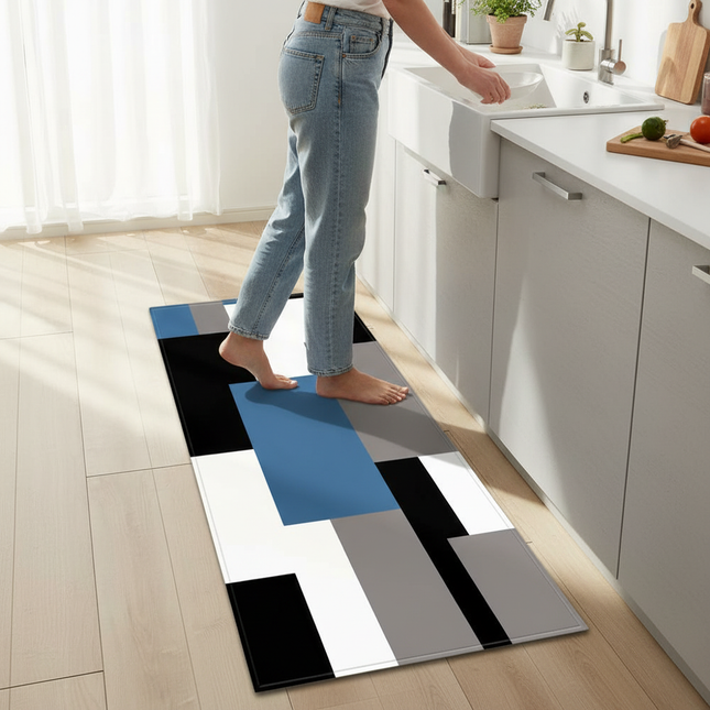 Plaid Kitchen Mat Home Living Room Balcony Bedroom Floor Decoration 3D Carpet House Hallway Entrance Door Bath Non-Slip Foot Rug - gallery 1