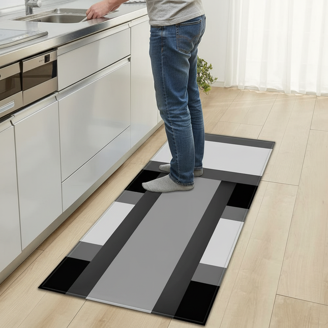 Plaid Kitchen Mat Home Living Room Balcony Bedroom Floor Decoration 3D Carpet House Hallway Entrance Door Bath Non-Slip Foot Rug - gallery 1