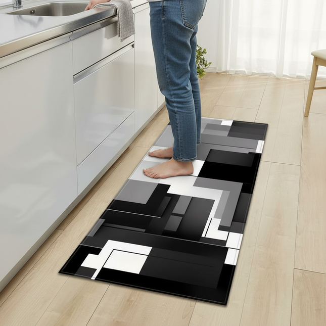 Plaid Kitchen Mat Home Living Room Balcony Bedroom Floor Decoration 3D Carpet House Hallway Entrance Door Bath Non-Slip Foot Rug - gallery 1