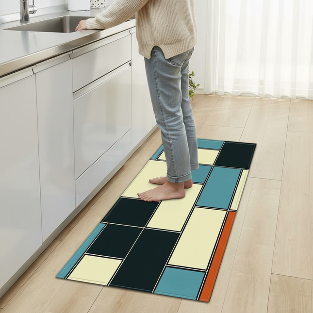 Plaid Kitchen Mat Home Living Room Balcony Bedroom Floor Decoration 3D Carpet House Hallway Entrance Door Bath Non-Slip Foot Rug - gallery 1