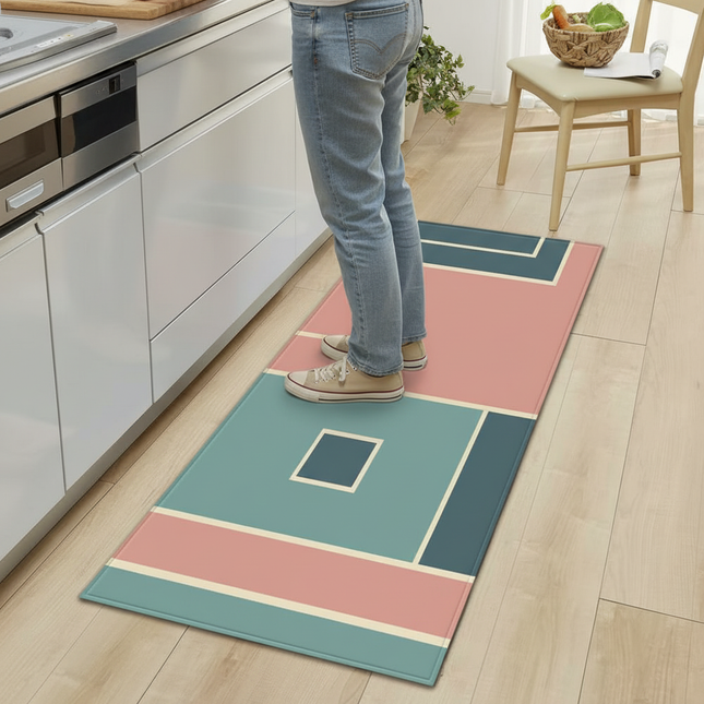 Plaid Kitchen Mat Home Living Room Balcony Bedroom Floor Decoration 3D Carpet House Hallway Entrance Door Bath Non-Slip Foot Rug - gallery 1