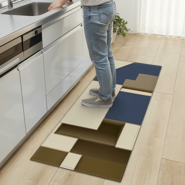 Plaid Kitchen Mat Home Living Room Balcony Bedroom Floor Decoration 3D Carpet House Hallway Entrance Door Bath Non-Slip Foot Rug - gallery 1