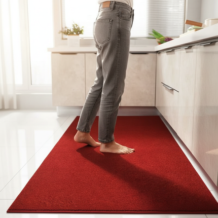 Tapis Cuisine rouge long antidérapant