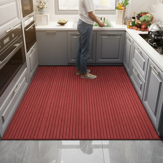 Tapis Cuisine bordeaux rayé antidérapant original