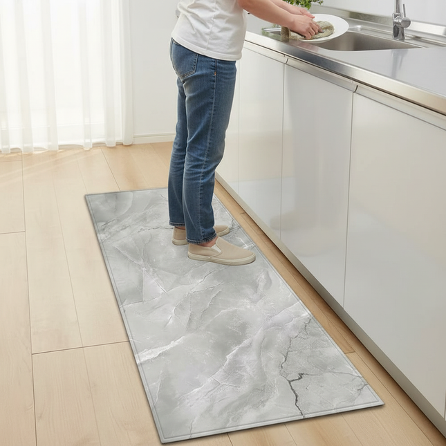 Tapis Cuisine motif marbre gris antidérapant