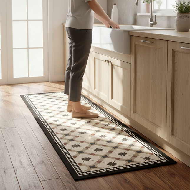 Tapis Cuisine géométrique rétro antidérapant