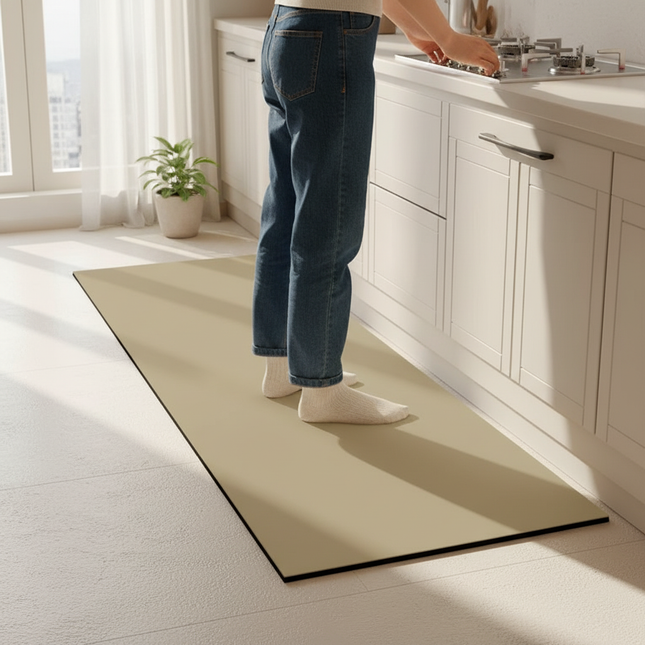 Tapis Cuisine beige uni antidérapant minimaliste