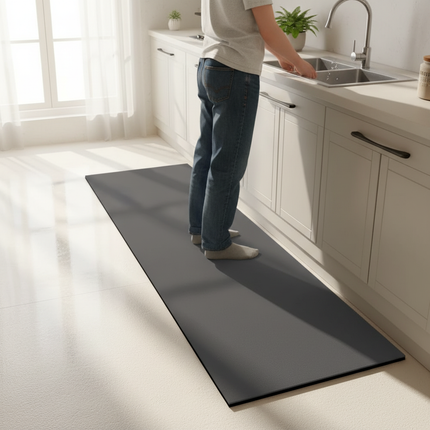 Tapis Cuisine gris uni antidérapant durable