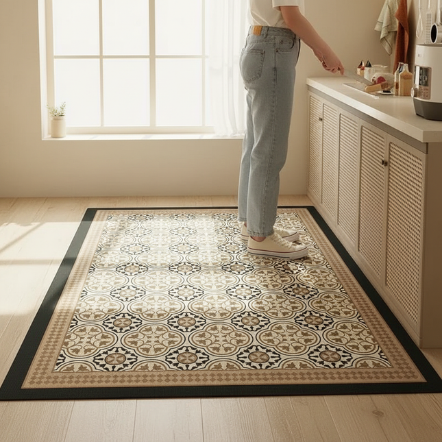 Tapis Cuisine motif carreaux rétro antidérapant vintage