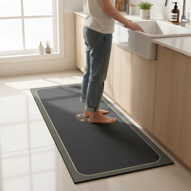 Diatom mud solid color kitchen floor mat can be cut oil-proof and non-slip absorbent floor mat long door floor mat carpet - gallery 1