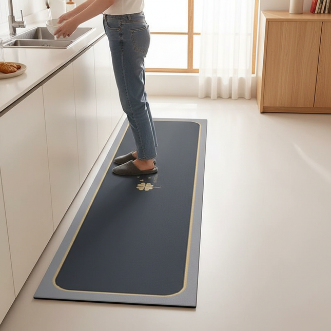 Diatom mud solid color kitchen floor mat can be cut oil-proof and non-slip absorbent floor mat long door floor mat carpet - gallery 1