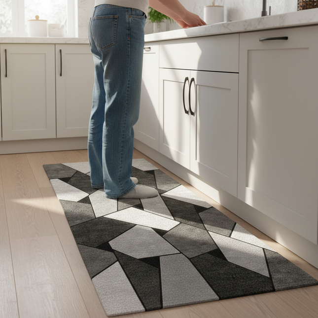 VIKAMA Simple Geometric Kitchen Floor Mats Living Room Floor Carpet Entrance Door Mat Hallway Door Non-Slip Foot Mats Home Decor - gallery 1