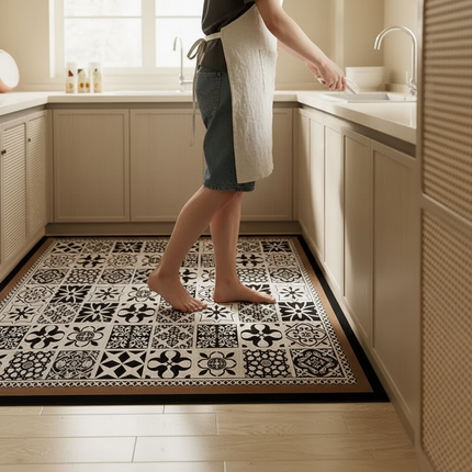Tapis Cuisine rétro motif carreaux antidérapant