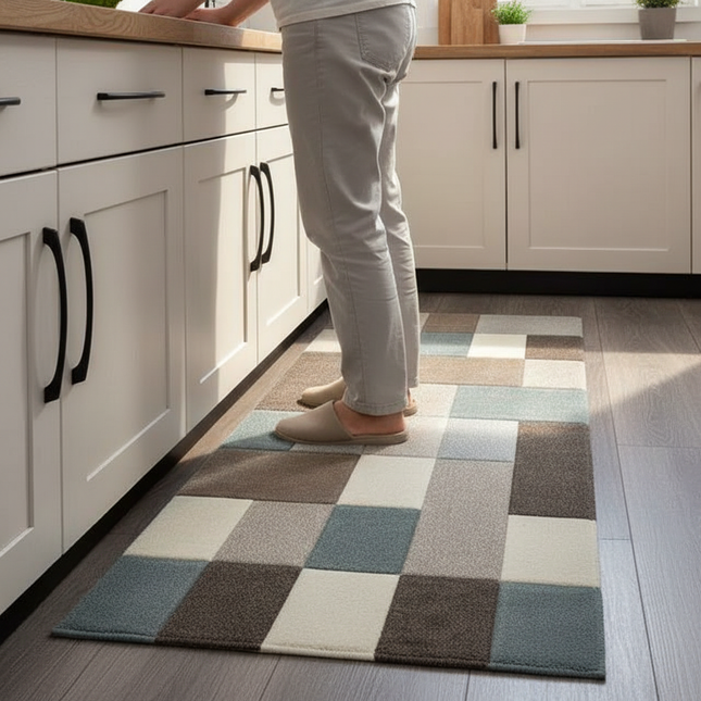 VIKAMA Simple Geometric Kitchen Floor Mats Living Room Floor Carpet Entrance Door Mat Hallway Door Non-Slip Foot Mats Home Decor - gallery 1