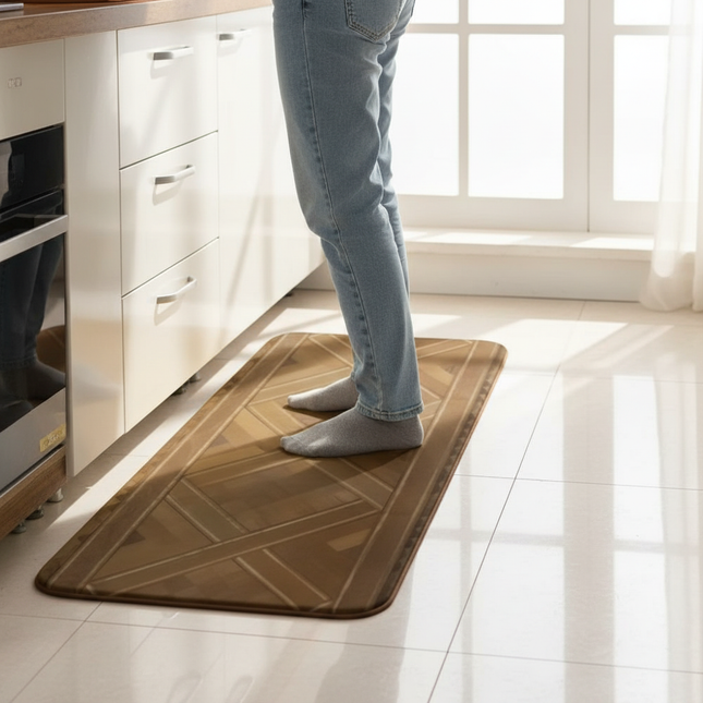 Tapis Cuisine motif parquet couleur bois antidérapant