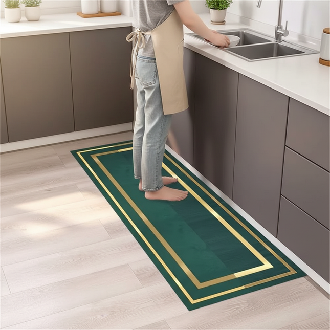 Tapis Cuisine vert doré moderne antidérapant