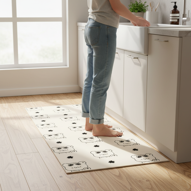 Kitchen Rug Cute Cartoon Style Carpet Waterproof Oil-proof Floor Mat Pvc Leather Non-slip Mats Large Area Home Decoration Rugs - gallery 1