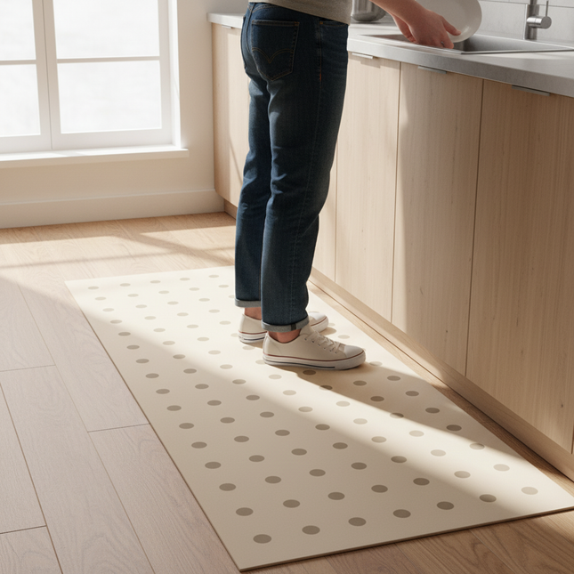 Tapis Cuisine Crème Pois Antidérapant