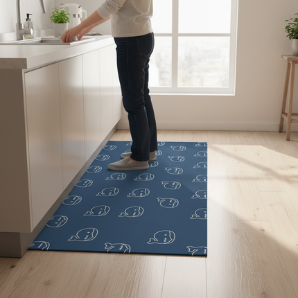Tapis Cuisine bleu baleines antidérapant