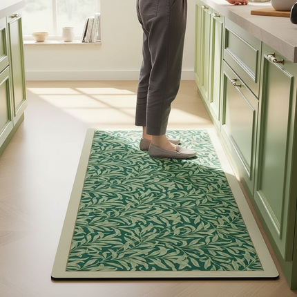 Tapis Cuisine vert feuillage design