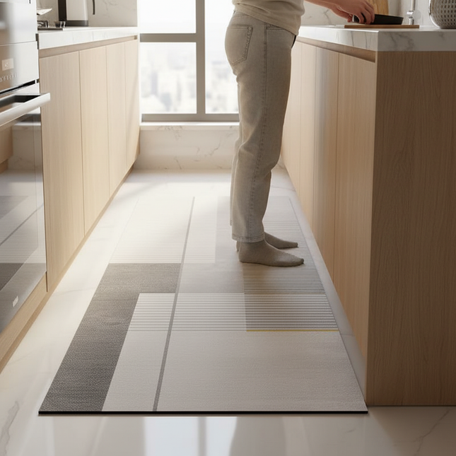 Rug for Kitchen Floor Mat Runner Long Carpet PVC Waterproof Leather Foot Mats Anti-slip Carpets Gray Home Decor Rugs 주방 카펫 - gallery 1