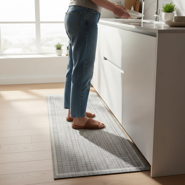 Tapis Cuisine Gris Quadrillé Antidérapant