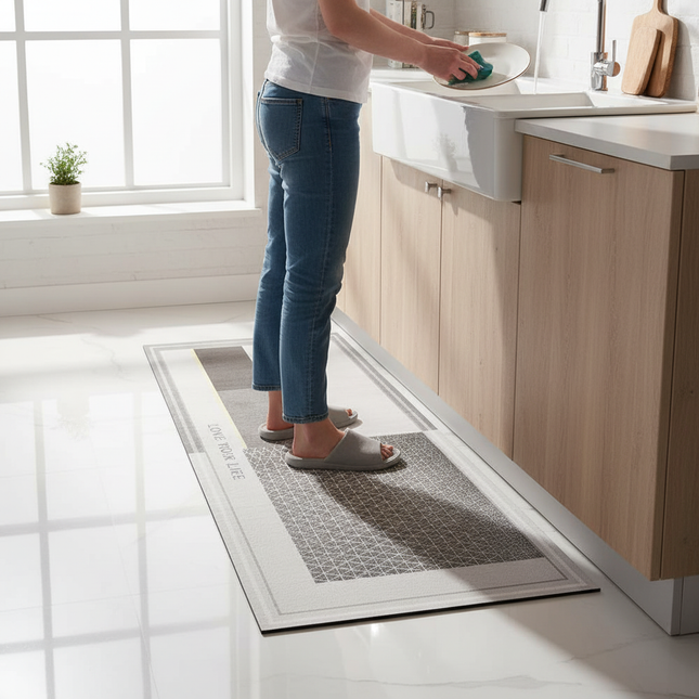Rug for Kitchen Floor Mat Runner Long Carpet PVC Waterproof Leather Foot Mats Anti-slip Carpets Gray Home Decor Rugs 주방 카펫 - gallery 1