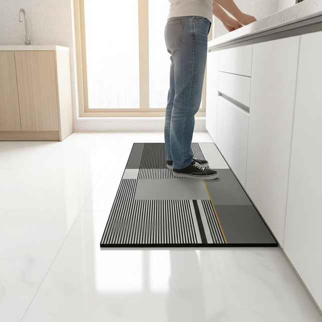 Rug for Kitchen Floor Mat Runner Long Carpet PVC Waterproof Leather Foot Mats Anti-slip Carpets Gray Home Decor Rugs 주방 카펫 - gallery 1