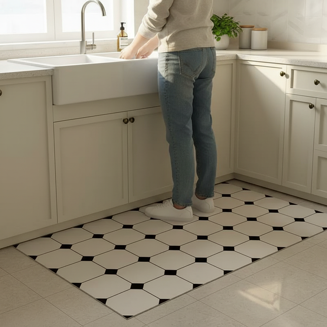 Tapis Cuisine motif carreaux antidérapant intemporel