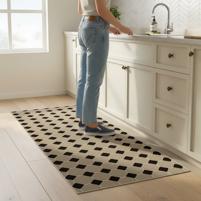 Minimalist Kitchen Floor Mat Anti-fouling Oil-proof Scrubbable PVC Waterproof Carpet Balcony Sturdy Non-slip Rug Ковер Tapis 러그 - gallery 1