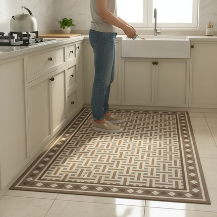 Tapis Cuisine géométrique marron antidérapant
