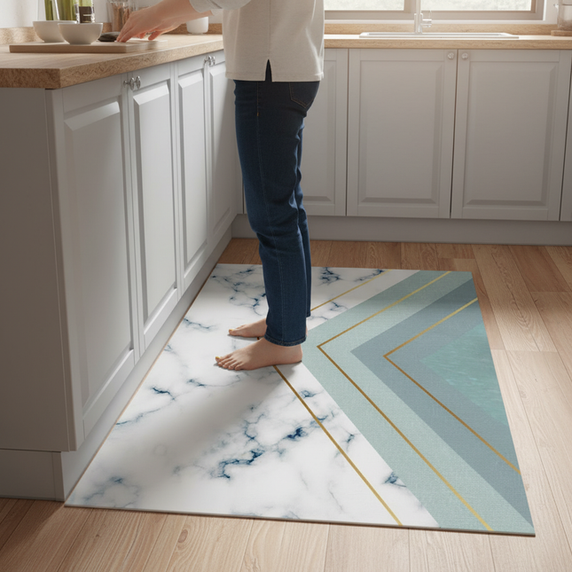 Tapis Cuisine marbré géométrique moderne