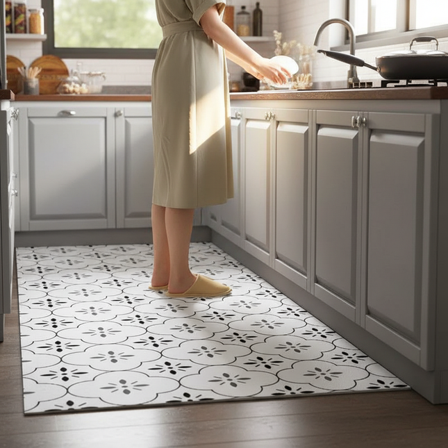 Modern Kitchen Pvc Leather Floor Mat Home Heat Resistant Oil-proof Rugs Large Area Rug Non-slip Washable Carpets for Living Room - gallery 1