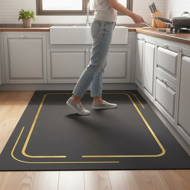 Simple Anti-fouling and Oil-proof Kitchen Mat Home Large Area Wear-resistant Rug Washable Pvc Leather Carpet for Living Room - gallery 1