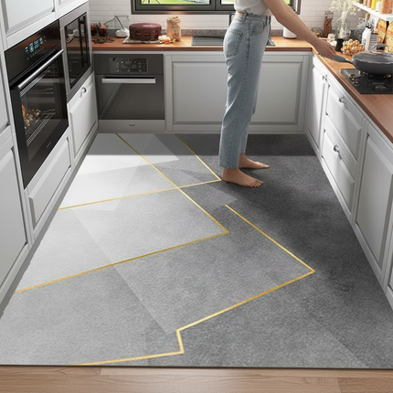Tapis Cuisine gris géométrique lavable