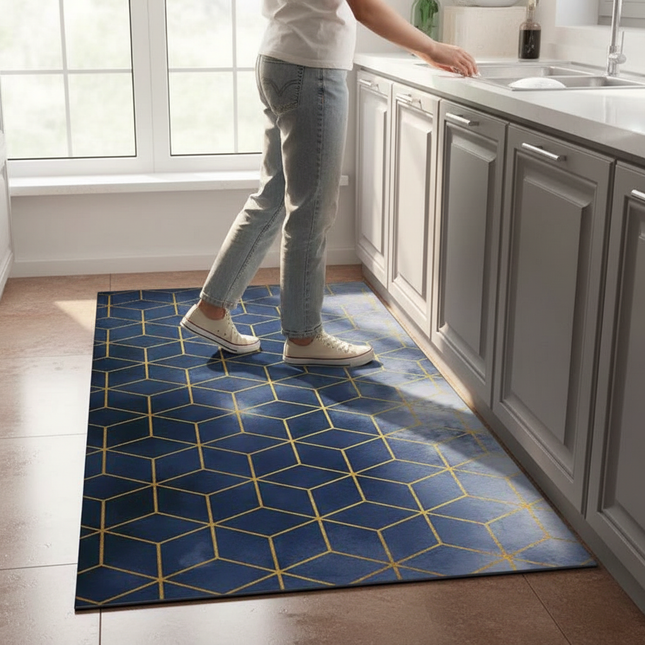Simple Anti-fouling and Oil-proof Kitchen Mat Home Large Area Wear-resistant Rug Washable Pvc Leather Carpet for Living Room - gallery 1