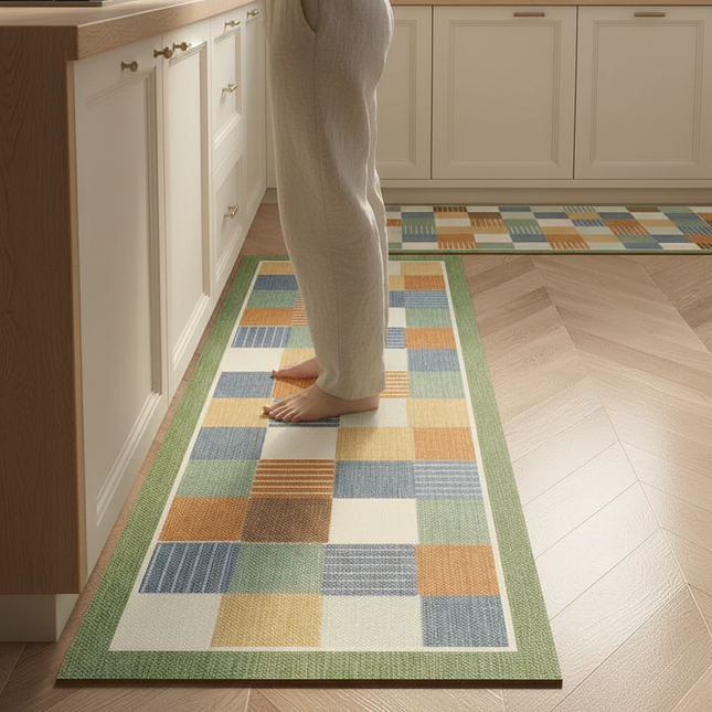 Kitchen Floor Mat Waterproof Oil-proof PVC Leather Carpet Non-slip Vintage Nordic Rug 주방매트 Коврик Для Кухни Alfombras De Cocina - gallery 1
