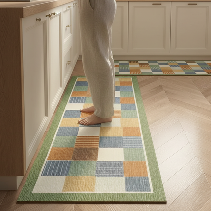 Kitchen Floor Mat Waterproof Oil-proof PVC Leather Carpet Non-slip Vintage Nordic Rug 주방매트 Коврик Для Кухни Alfombras De Cocina - gallery 1