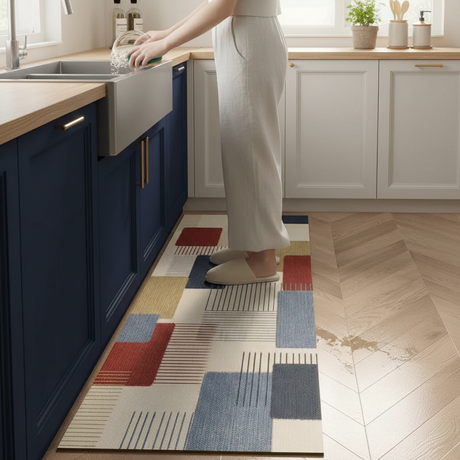 Kitchen Floor Mat Waterproof Oil-proof PVC Leather Carpet Non-slip Vintage Nordic Rug 주방매트 Коврик Для Кухни Alfombras De Cocina - gallery 1