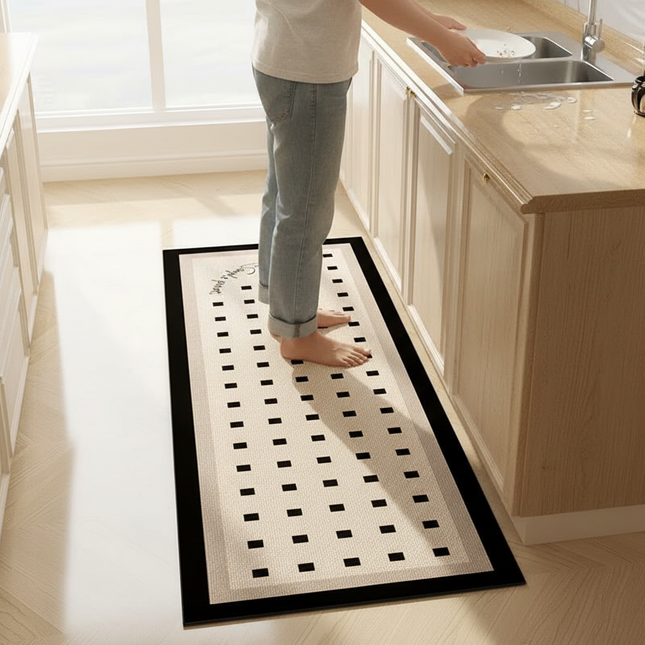Kitchen Floor Mat L-shaped Pvc Leather Rug Waterproof Non-slip Wear-resistant Carpet Home Decoration Foot Mats 주방 카펫 שטיח למטבח - gallery 1