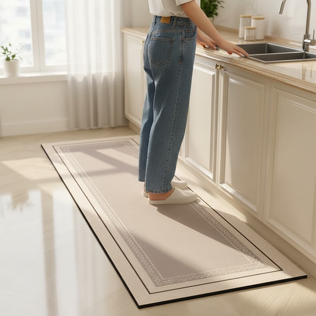 Kitchen Floor Mat L-shaped Pvc Leather Rug Waterproof Non-slip Wear-resistant Carpet Home Decoration Foot Mats 주방 카펫 שטיח למטבח - gallery 1