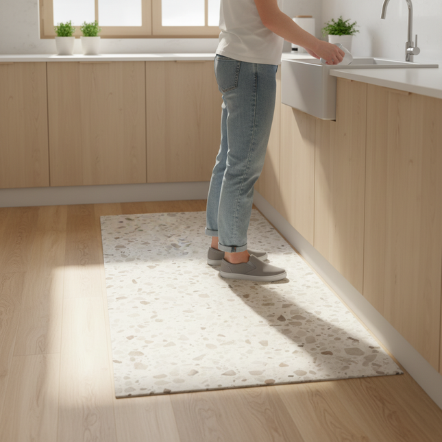 Kitchen Carpet Non-slip Waterproof Leather Floor Mat Imitation Marble Texture Color Large Size Rug PVC Home Decoration Foot Mats - gallery 1