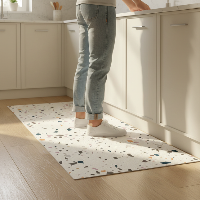 Tapis Cuisine motif terrazzo multicolore antidérapant moderne