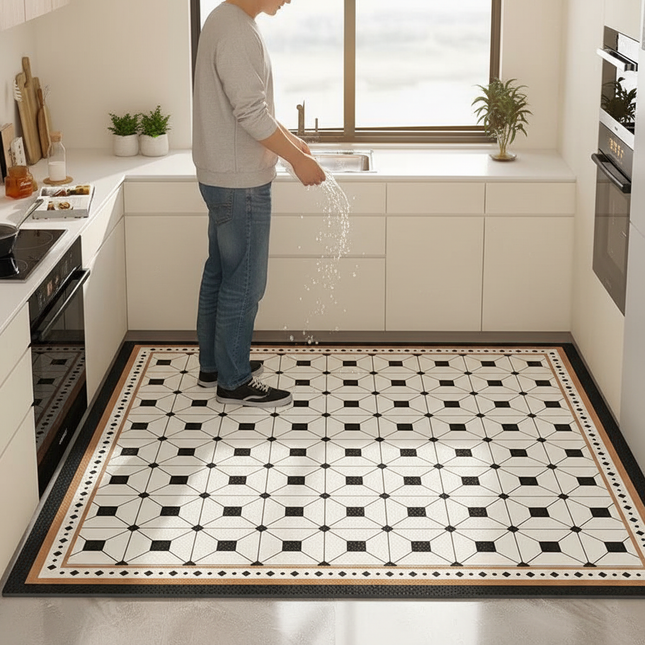 American Style Leather Kitchen Floor Mats Bathroom Non-slip Large Area Rugs Home Decoraction Waterproof and Oil Proof Carpets - gallery 1