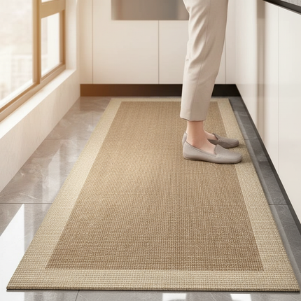 Tapis Cuisine beige bicolore long antidérapant