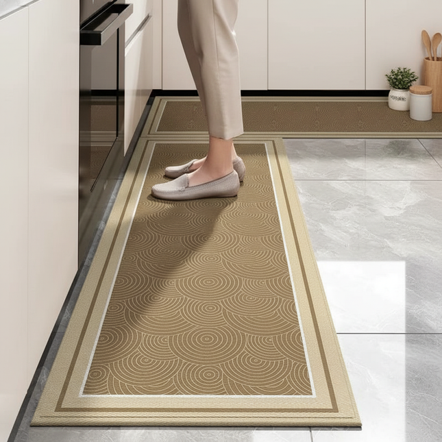 Tapis Cuisine marron motifs antidérapant rustique