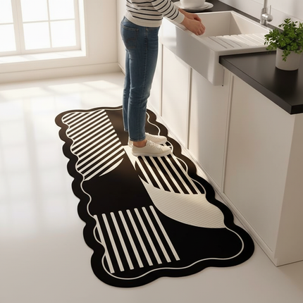 Tapis Cuisine géométrique moderne antidérapant raffiné durable