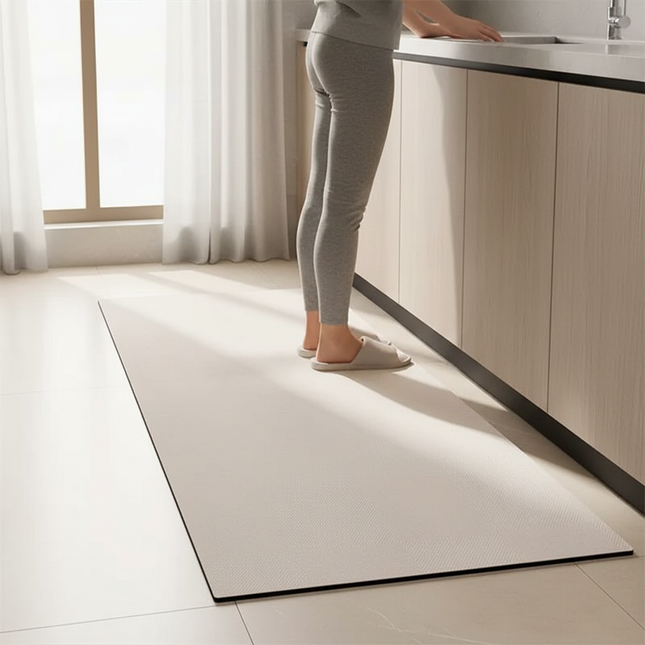Tapis Cuisine beige long antidérapant