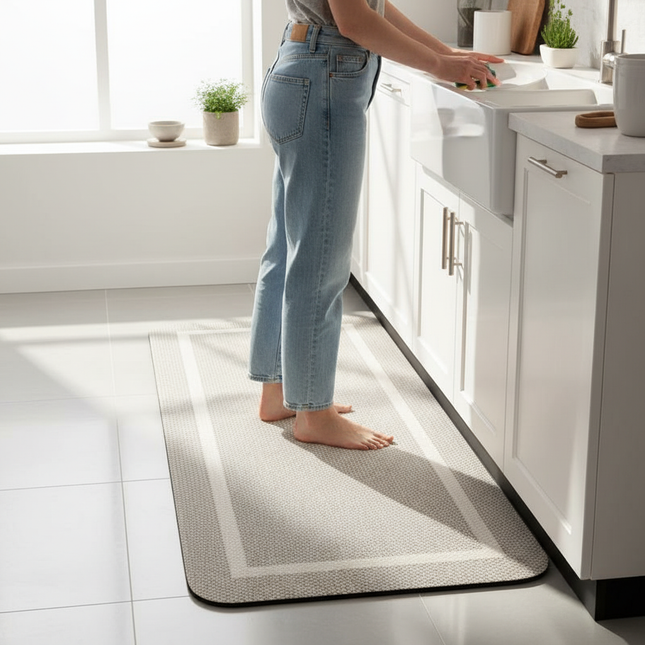 Tapis Cuisine beige bordure antidérapant