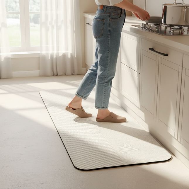 Kitchen Floor Mat, Soft Diatom Mud Absorbent Carpet, Minimalist Style, Beige, Long Strip Foot Mats, Home Decoration Non-slip Rug - gallery 1